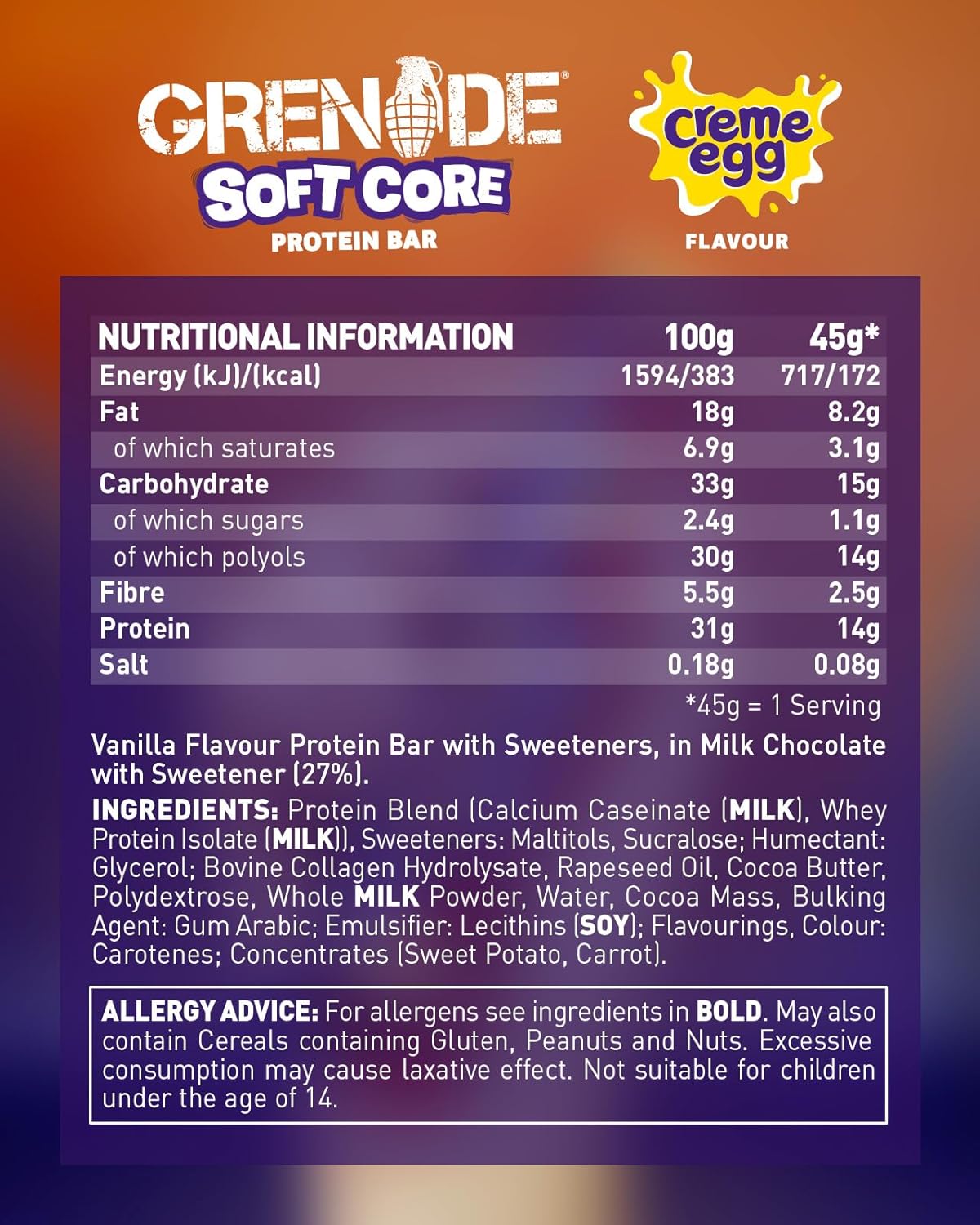 Grenade Creme Egg Protein Bar (1 Bar)